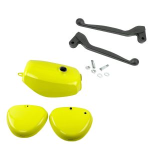 Tank / Benzintank passend für Simson S51 / S70 mit Seitendeckel gelb + Bremshebel und Kupplungshebel Craftride