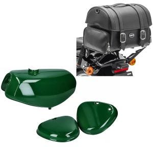 Réservoir d'essence compatible avec Simson S51 / S70 avec couvercle latéral vert foncé + Sacoche arrière Craftride