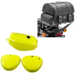 Réservoir d'essence compatible avec Simson S51 / S70 avec couvercle latéral jaune + Sacoche arrière Craftride