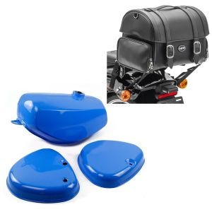Réservoir d'essence compatible avec Simson S51 / S70 avec couvercle latéral bleu + Sacoche arrière Craftride