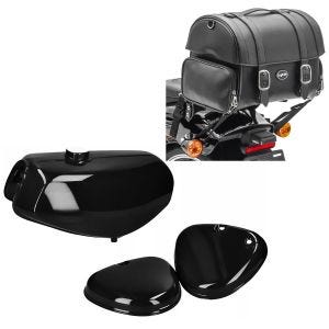 Réservoir d'essence compatible avec Simson S51 / S70 avec couvercle latéral noir + Sacoche arrière Craftride