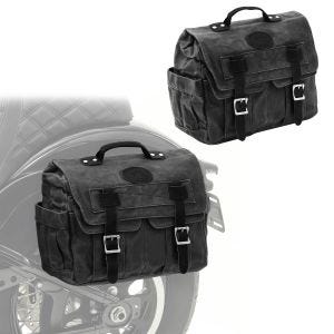 Set 2x Motorrad Satteltasche Canvas mit Innentasche CV1 Seitentasche schwarz_1