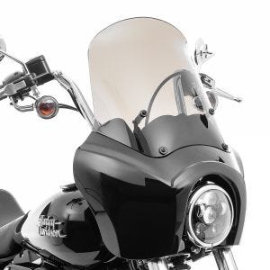 Frontverkleidung passend für Harley Davidson Dyna Street Bob 06-17 Craftride MG5 mit Scheibe schwarz-rauchgrau