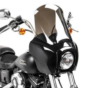 Carenage de phare MG5 compatible avec Harley Davidson Dyna Low Rider / S 99-17 Pare-Brise noir-fumée claire Craftride