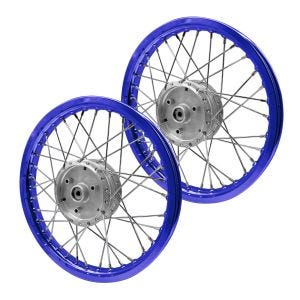 Set 2x Jante à rayons aluminium 1,6x16 compatible avec Simson S51 S50 S70 Schwalbe KR51 Craftride AF14S bleu