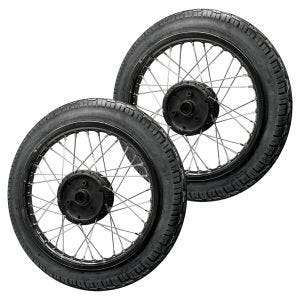 Set 2x Jante à rayons 1,6x16 + pneu Vee VRM094 compatible avec Simson S51 S50 S70 Schwalbe KR51 Craftride AF13K noir