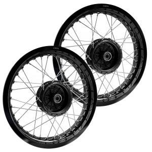 Set 2x Jante à rayons aluminium 2,5x16 compatible avec Simson S51 S50 S70 Schwalbe KR51 Craftride AF23 noir