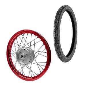 Speichenrad Felge Alu 1,6x16 passend für Simson S51 S50 S70 Schwalbe KR51 Alufelge Craftride AF15 rot + Reifen Vee Rubber VRM099 vorne hinten