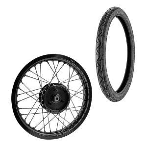 Felge 1,85x16 breit Speichenrad Alu passend für Simson S51 S50 S70 Schwalbe KR51 Alufelge Craftride AF21 schwarz + Reifen Vee Rubber VRM099 vorne hinten