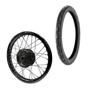 Speichenrad Felge Alu 1,6x16 passend für Simson S51 S50 S70 Schwalbe KR51 Alufelge Edelstahl Speichen Craftride AF27 schwarz + Reifen Vee Rubber VRM099 vorne hinten
