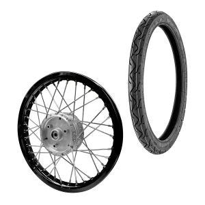 Speichenrad Felge Alu 1,6x16 passend für Simson S51 S50 S70 Schwalbe KR51 Alufelge Craftride AF28 schwarz + Reifen Vee Rubber VRM099 vorne hinten