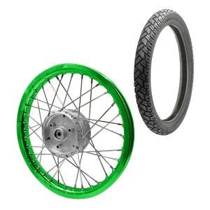 Speichenrad Felge Alu 1,6x16 passend für Simson S51 S50 S70 Schwalbe KR51 Alufelge Craftride AF16 grün + Reifen Vee Rubber VRM094 vorne hinten