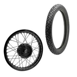 Felge 1,85x16 breit Speichenrad Alu passend für Simson S51 S50 S70 Schwalbe KR51 Alufelge Craftride AF21 schwarz + Reifen Vee Rubber VRM094 vorne hinten