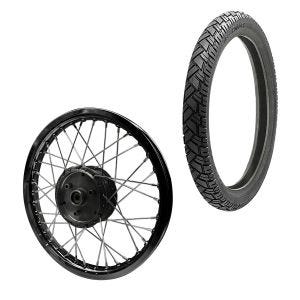 Speichenrad Felge Alu 1,6x16 passend für Simson S51 S50 S70 Schwalbe KR51 Alufelge Edelstahl Speichen Craftride AF27 schwarz + Reifen Vee Rubber VRM094 vorne hinten