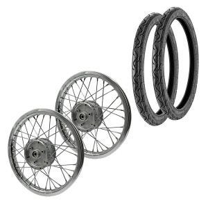 Set 2x Felge 1,85x16 breit Speichenrad Alu passend für Simson S51 S50 S70 Schwalbe KR51 Alufelge Craftride AF24 + 2x Reifen Vee Rubber VRM099 vorne hinten
