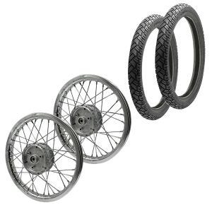 Set 2x Felge 1,85x16 breit Speichenrad Alu passend für Simson S51 S50 S70 Schwalbe KR51 Alufelge Craftride AF24 + 2x Reifen Vee Rubber VRM094 vorne hinten