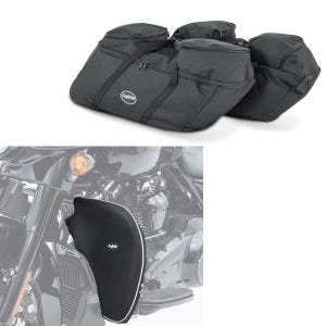 Set Innentaschen Seitenkoffer + Sturzbügel Spritzschutz passend für Harley Davidson Touring 94-24 Craftride HS8