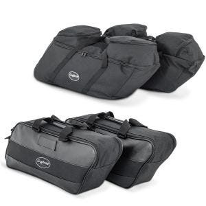 Set Innentaschen 22 Liter schwarz + Innentaschen 19 Liter grau für Seitenkoffer passend für Harley Davidson Touring 94-24 Craftride HS9