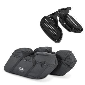Set Koffer Innentaschen + Sozius Trittbretter passend für Harley Davidson Touring 93-24 Craftride HS21