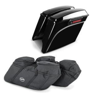 Set Koffer Innentaschen + Seitenkoffer Stretched Latch Black passend für Harley Davidson Touring 94-13 Craftride HS28