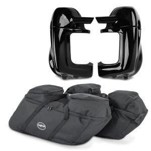 Set Koffer Innentaschen + Beinschild belüftet passend für Harley Davidson Touring 94-13 Craftride HS39