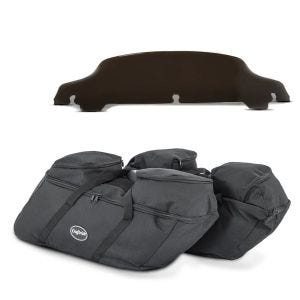 Set Koffer Innentaschen + Windschild 5" dunkel getönt passend für Harley Davidson Touring 14-24 Craftride HS40