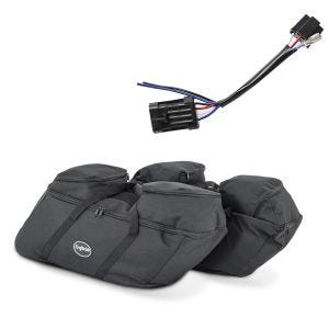 Set Koffer Innentaschen + Adapterkabel H4 auf H13 Scheinwerfer passend für Harley Davidson Touring 14-24 Craftride HS41