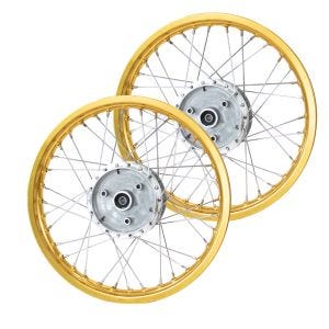 Set 2x Felge 2,15x16 breit Speichenrad Alu passend für Simson S51 S50 S70 Schwalbe KR51 Alufelge Craftride AF32 gold