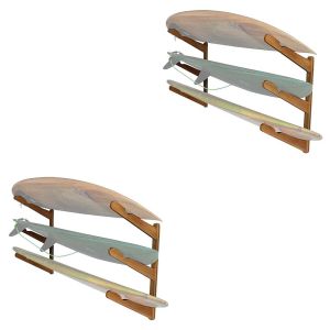 Set 2x Bambus Surfbrett Halterung BH7 Cranit Snowboard / Ski Wandhalterung