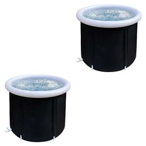 Set 2x Eisbad aufblasbar Divit EB14 PVC Eistonne tragbar 75 x 75 cm schwarz