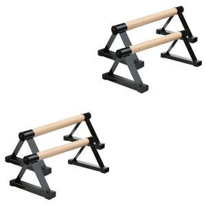 Set 2x Indoor Calisthenics Holz Griffe Cranit IC1 Gymnastik Parallettes schwarz