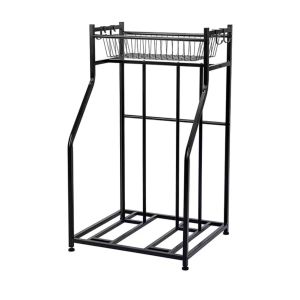 Support vélo avec panier FG14 Support de stationnement pour 2 vélos métal noir