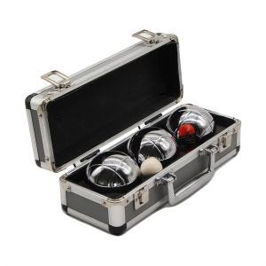 Boule Set mit Stahlkoffer 3 Kugeln + Zielkugel + Abstandsmesser GI78