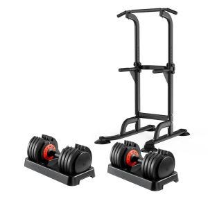 Set Power Tower höhenverstellbar + Paar verstellbare Kurzhantel passend für Zuhause Divit RH26