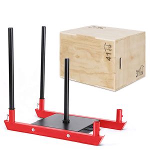 Set Fitness Gewichtsschlitten + Plyo Box 31x36x41 cm aus Holz Divit SB17 Fitness Schlitten und Crossfit Box