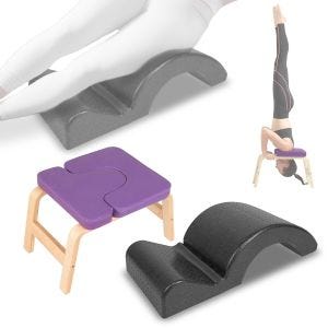 Set Kopfstandhocker + Wirbelsäulenkorrektor für Yoga und Pilates Divit KW15 Kopfstandstuhl und Rückenstrecker