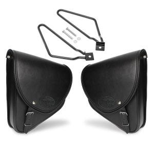 Set 2x Satteltaschen + Halter für Indian Chief Bobber Dark Horse Craftride Indiana schwarz_1