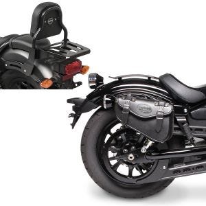 Set Satteltasche + Sissy Bar mit Gepäckträger für Honda Rebel 500 17-21 Craftride rechts_1