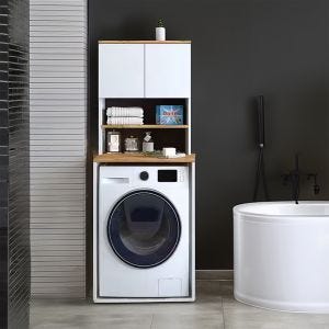 Armoire pour lave-linge Divit WS1 avec portes en chêne blanc 65cm x 60cm x 184cm DPL1