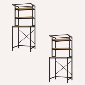 2x Étagère machine à laver Divit WR2 Armoire pour lave-linge en noir 69cm x 60cm x 177 cm