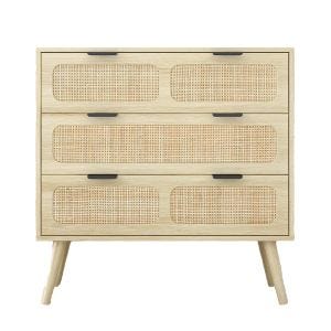 Rattan Kommode 3 Schubladen 80 x 35 x 79,5cm Divit KM27 Sideboard Rattan beige