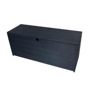 Aufbewahrungsbox Rattan Outdoor 140 x 50 x 58cm Divit AB27 Auflagenbox Schwarz