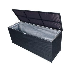 Aufbewahrungsbox Rattan Outdoor 140 x 50 x 58cm Divit AB27 Auflagenbox Schwarz DPL1