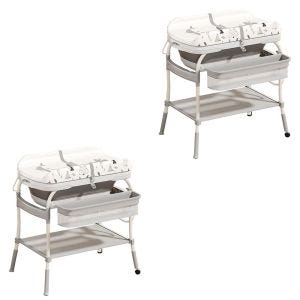 Set 2x Baignoire / table à langer bébé BW2 Divit Set baignoire 2 en 1 avec matelas à langer