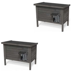Set 2x Maison extérieure d'hiver compatible avec chat Divit KH74, cabane en bois compatible avec animaux de compagnie résistante aux intempéries