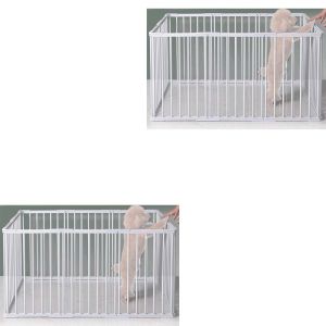 Set 2x Enclos compatible avec chiots en métal Divit PL17 parc compatible avec animaux enclos extérieur 95 x 48 x 68 cm blanc NEW