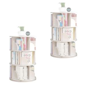 Set 2x Rundes Bücherregal BR91 Divit Stand Buchregal weiß