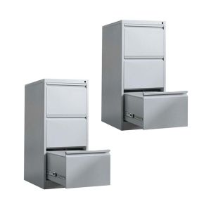 Set 2x Metallschrank mit 3 Schubladen MS41 Divit Aktenschrank mit Schubladen grau