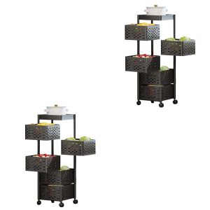 Set 2x Desserte de cuisine sur roulettes à 5 niveaux organisateur de cuisine Divit KW56 NEW