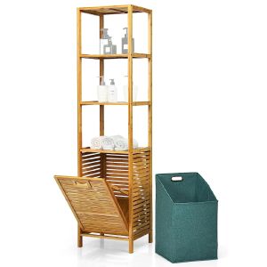 Bambus Regal mit Wäschekorb Divit BW1 Badezimmer Hochschrank